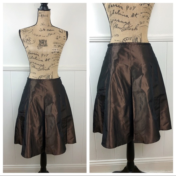 Eccoci Dresses & Skirts - Eccoci Brown Shimmer Iridescent Silk Skirt Size 4
